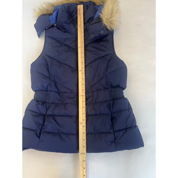 Banana Republic Faux Fur Puffer Quilted Winter Vest Blue Size Small - Picture 8 of 10